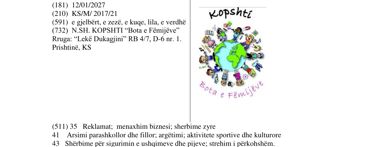 Zëri i markës Kopshti Bota e Fëmijëve në buletin
