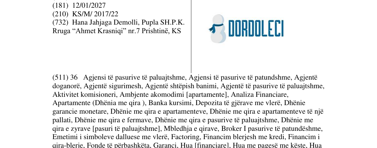 Zëri i markës DORDOLECI në buletin