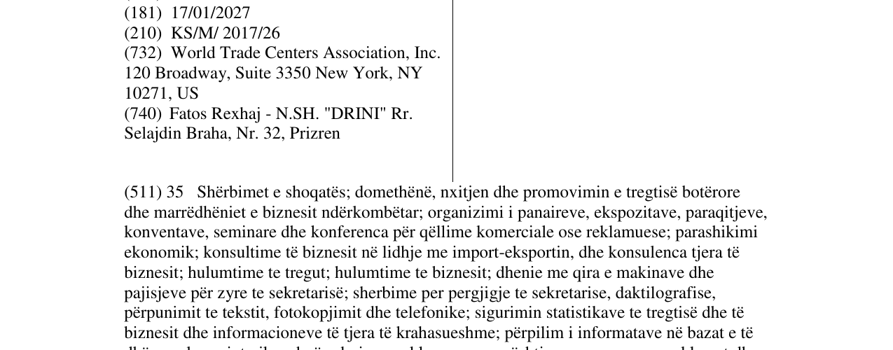 Zëri i markës WTC në buletin
