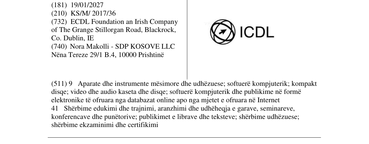 Zëri i markës ICDL në buletin
