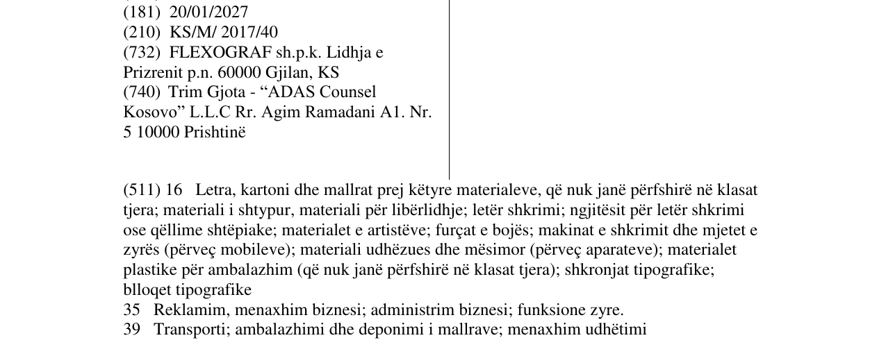 Zëri i markës FLEXOGRAF në buletin