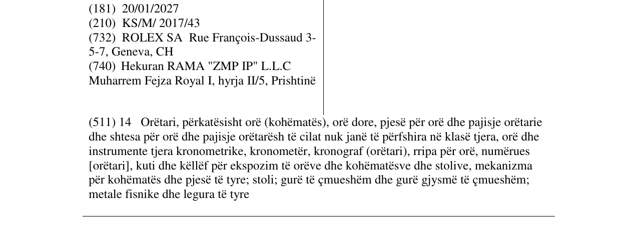 Zëri i markës RLX në buletin