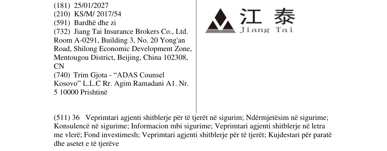 Zëri i markës Jiang Tai në buletin