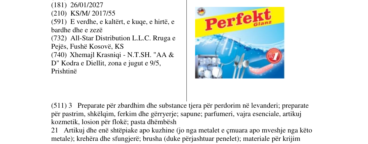 Zëri i markës Perfekt glanz në buletin
