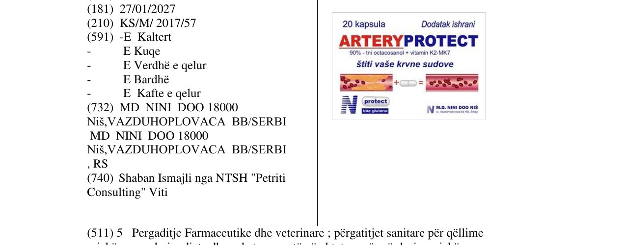 Zëri i markës ARTERYPROTECT në buletin