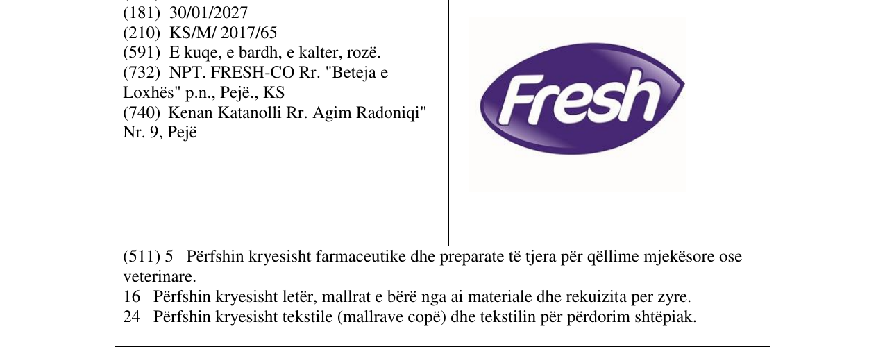 Zëri i markës Fresh në buletin