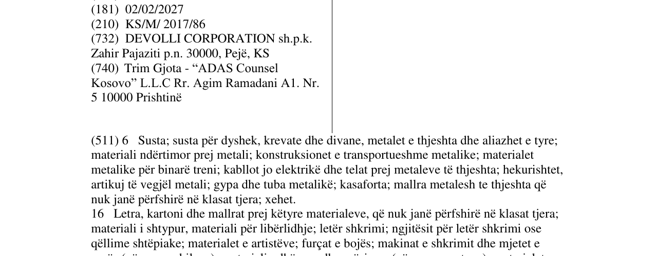 Zëri i markës Comodita në buletin