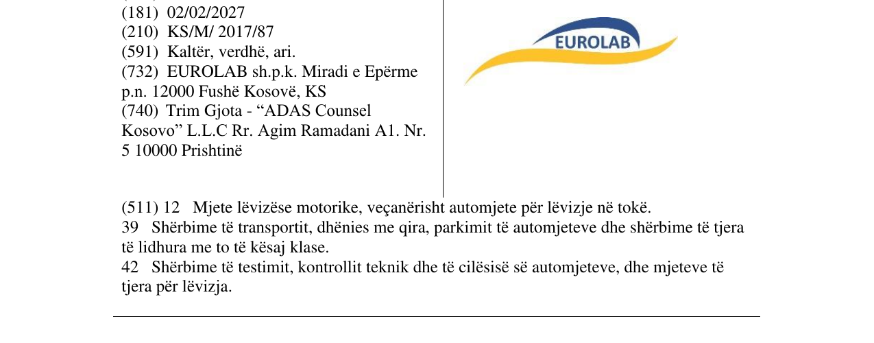 Zëri i markës EUROLAB në buletin