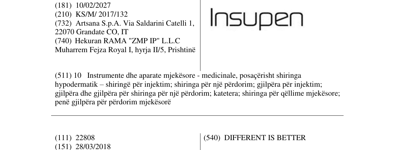 Zëri i markës Insupen në buletin