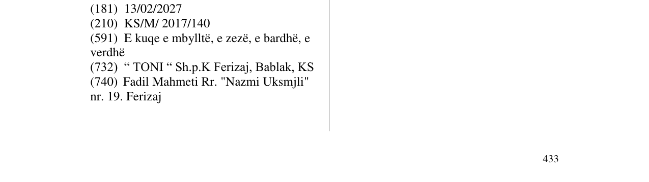 Zëri i markës TONI CHIPS në buletin