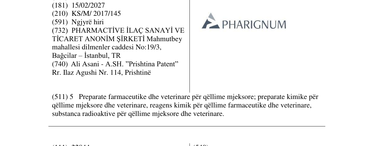 Zëri i markës PHARIGNUM në buletin