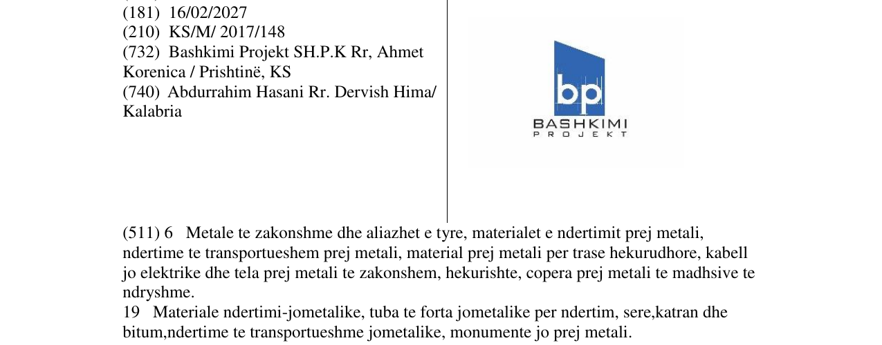 Zëri i markës bp BASHKIMI PROJEKT në buletin