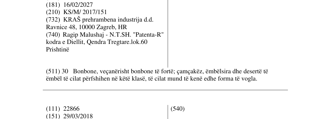 Zëri i markës SA CRTOM në buletin
