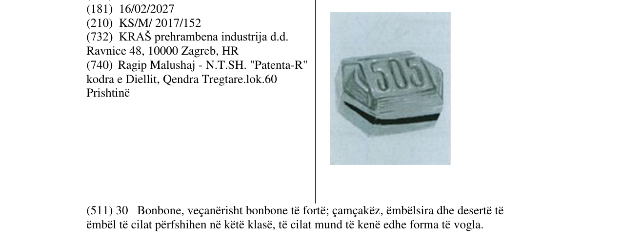 Zëri i markës 505 në buletin