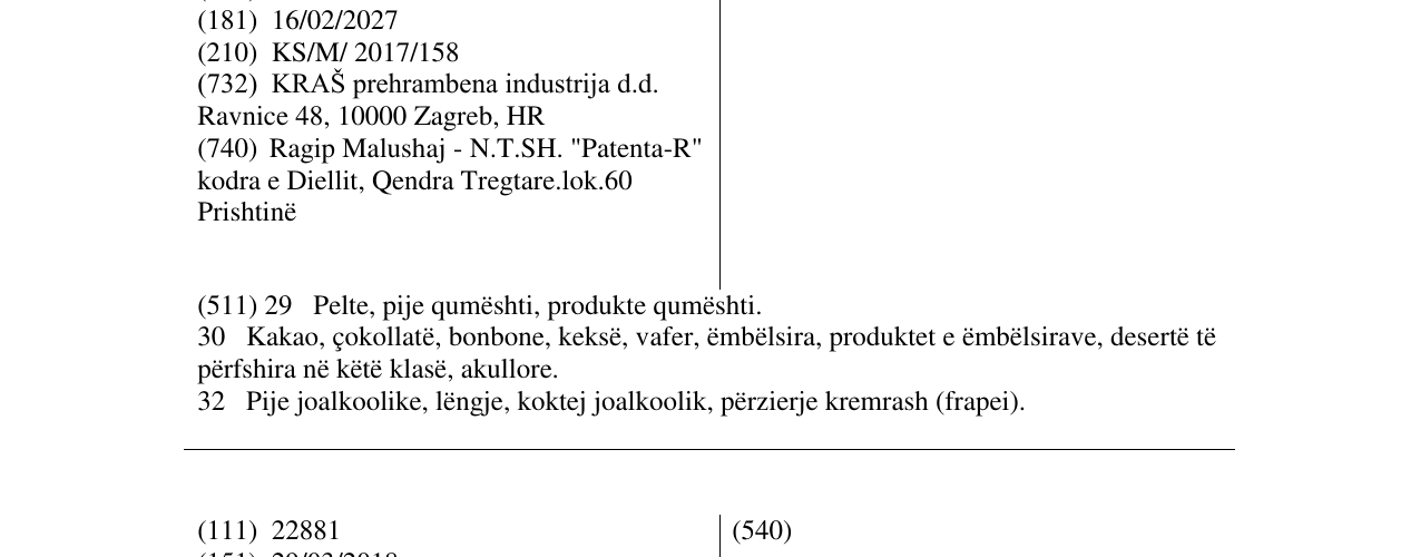 Zëri i markës SLATKA TAJNA në buletin