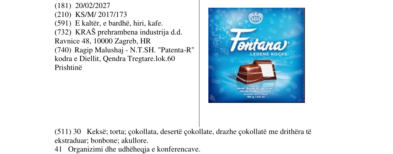Zëri i markës Fontana LEDENE KOCKE KRAS në buletin