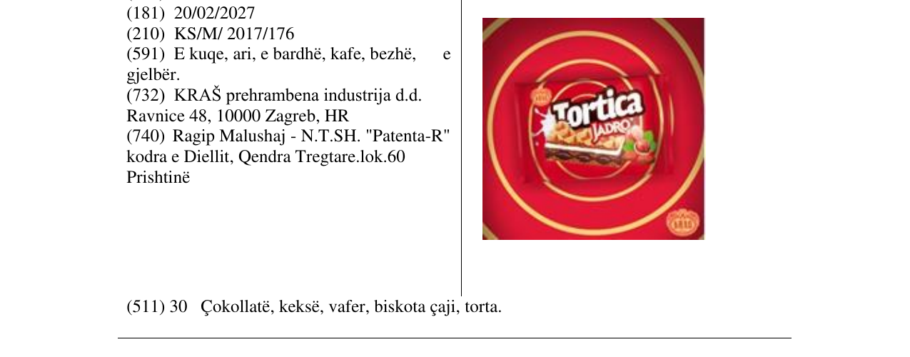 Zëri i markës Tortica Jadro KRAS në buletin