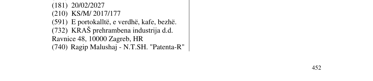 Zëri i markës Sara CLASSIC në buletin