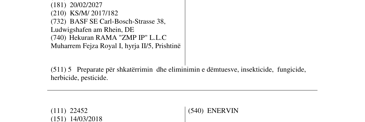 Zëri i markës Bi-58 në buletin
