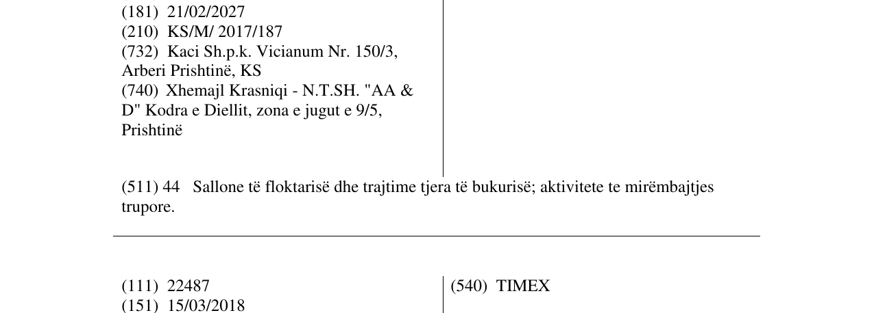 Zëri i markës KACI në buletin