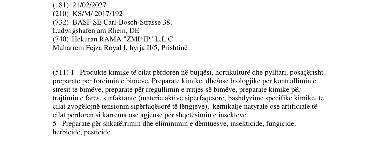 Zëri i markës SERCADIS në buletin