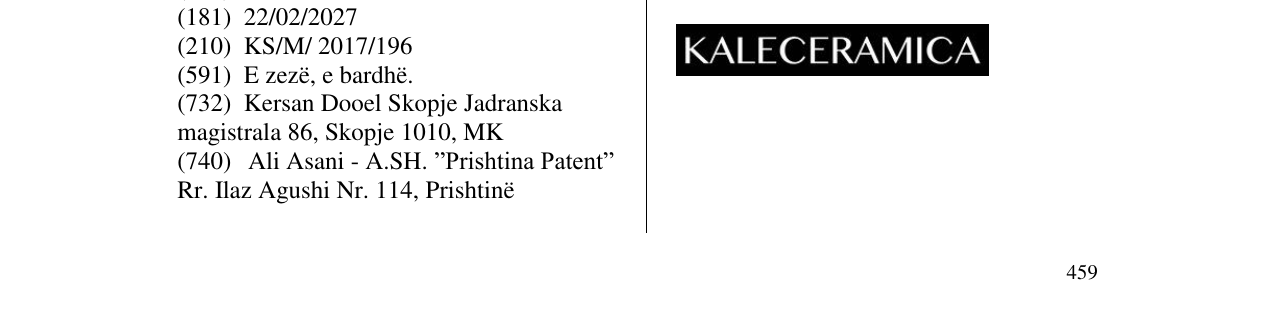 Zëri i markës KALECERAMICA në buletin