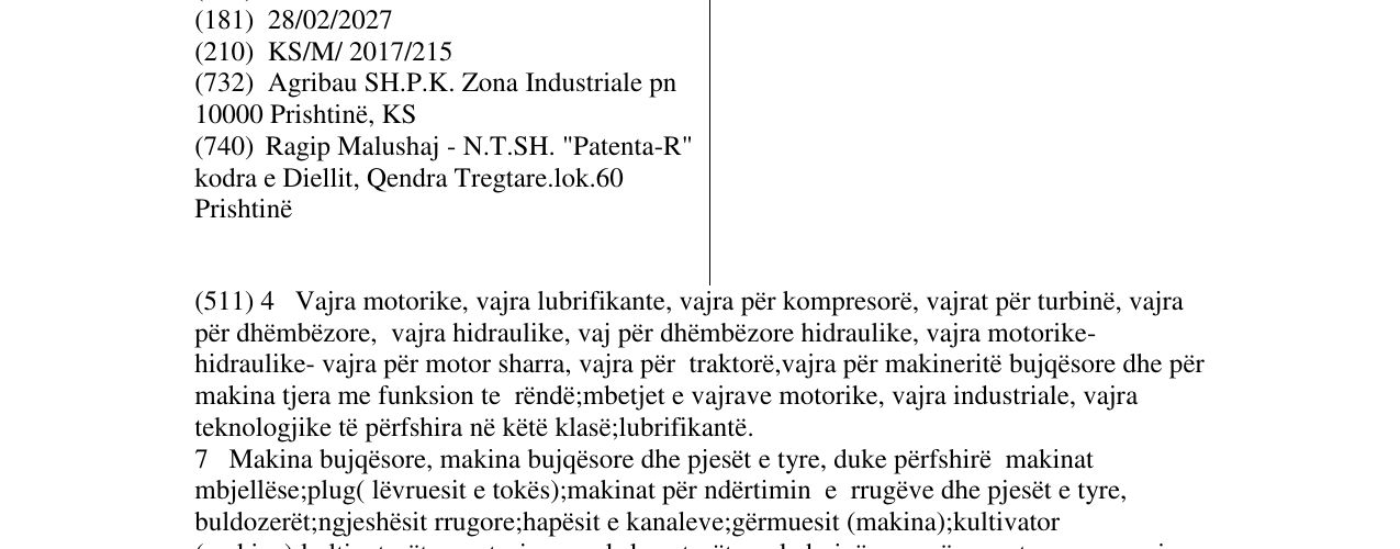 Zëri i markës AGRIBAU në buletin