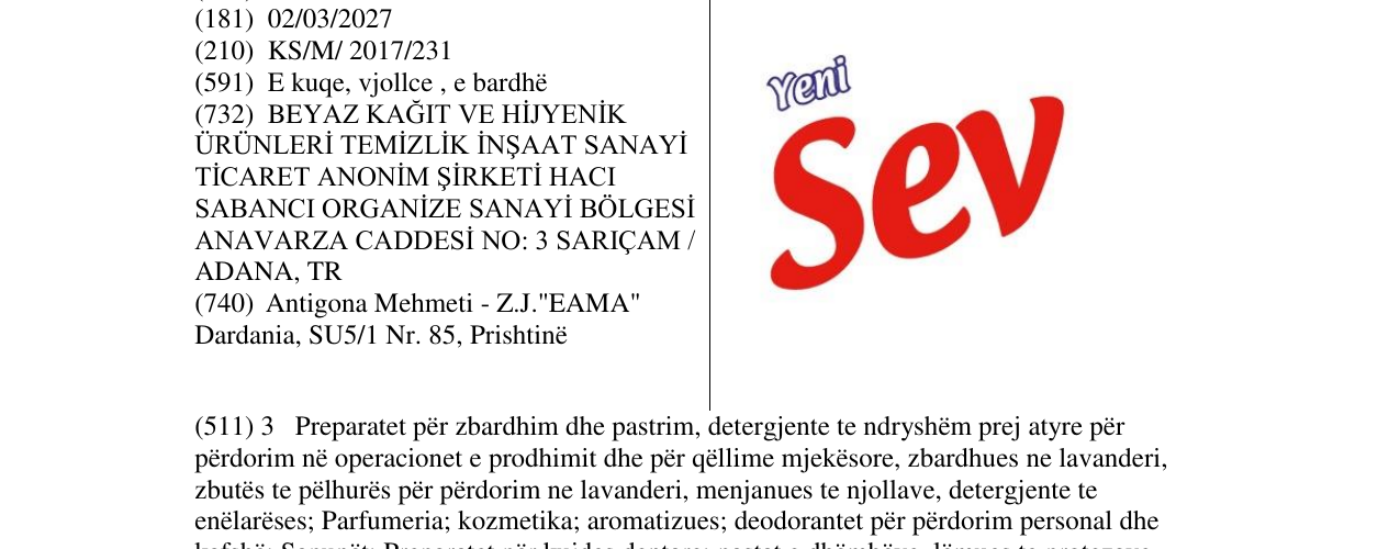 Zëri i markës yeni Sev në buletin
