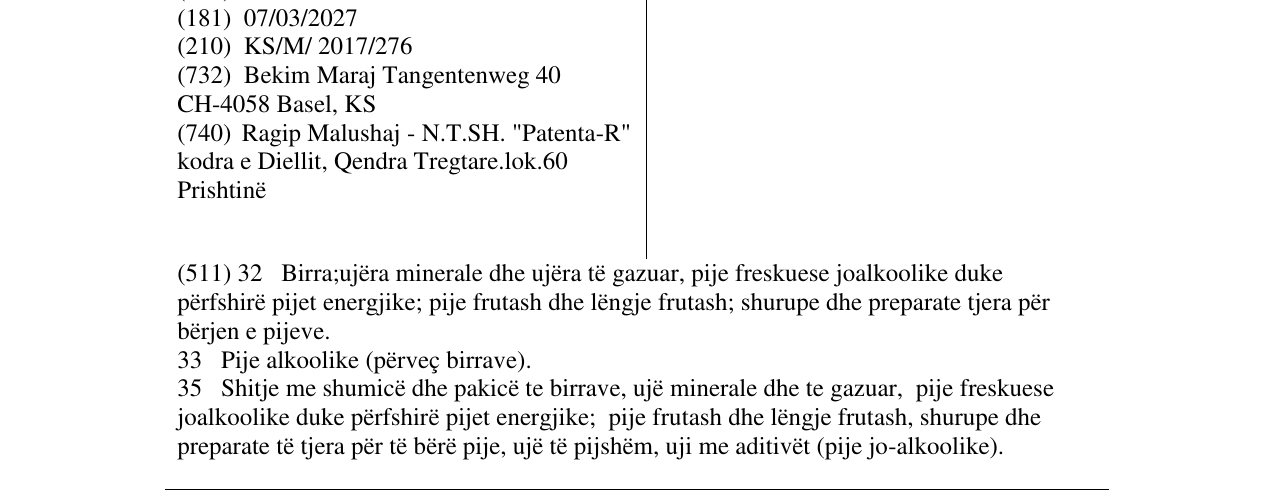 Zëri i markës GJITHMONE NJE BEG në buletin