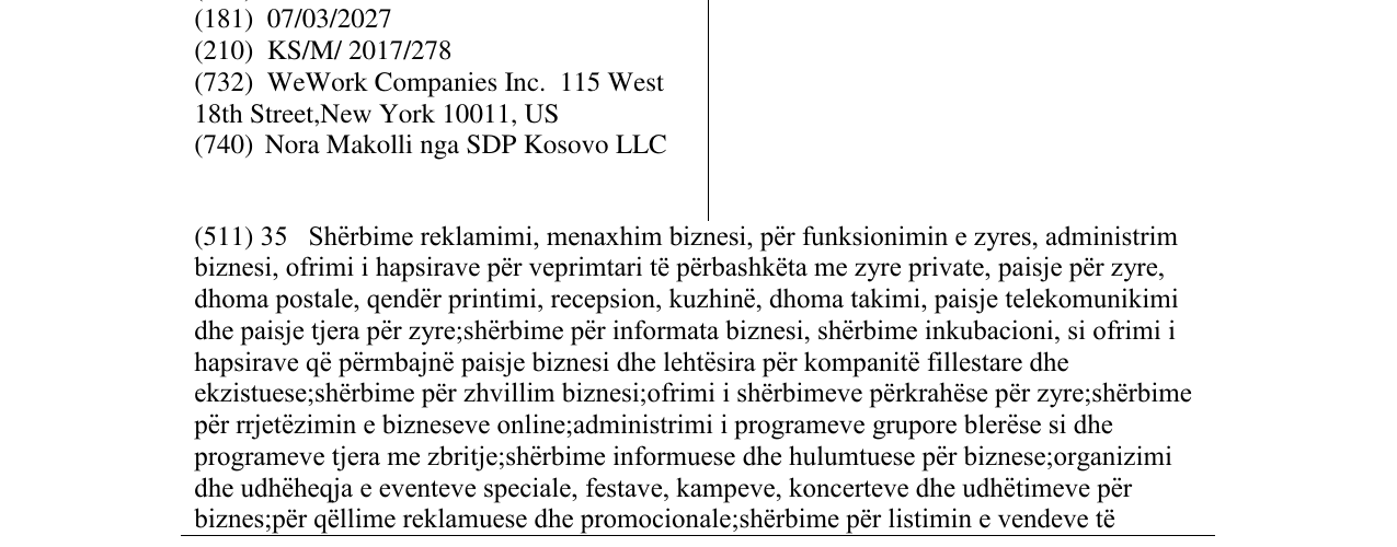 Zëri i markës WEWORK në buletin