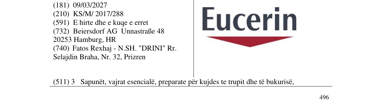 Zëri i markës Eucerin në buletin