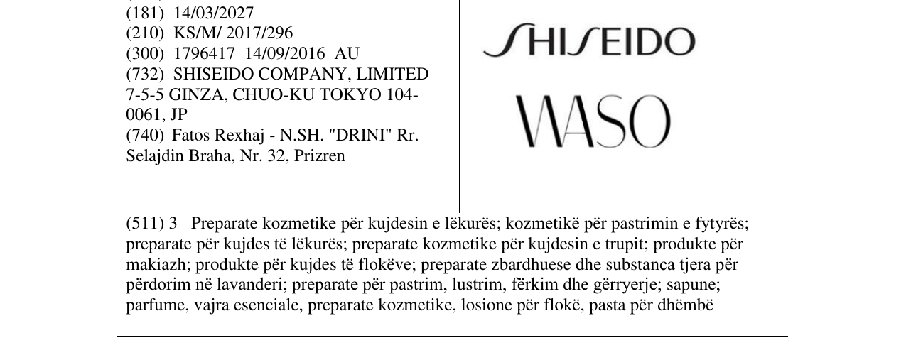 Zëri i markës SHISEIDO WASO në buletin