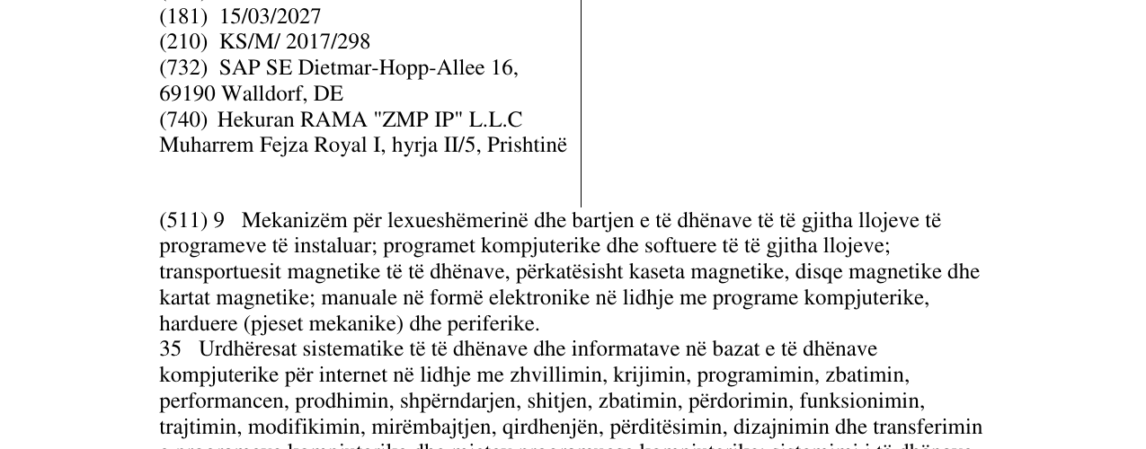 Zëri i markës SAP në buletin