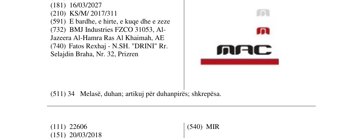 Zëri i markës mac në buletin