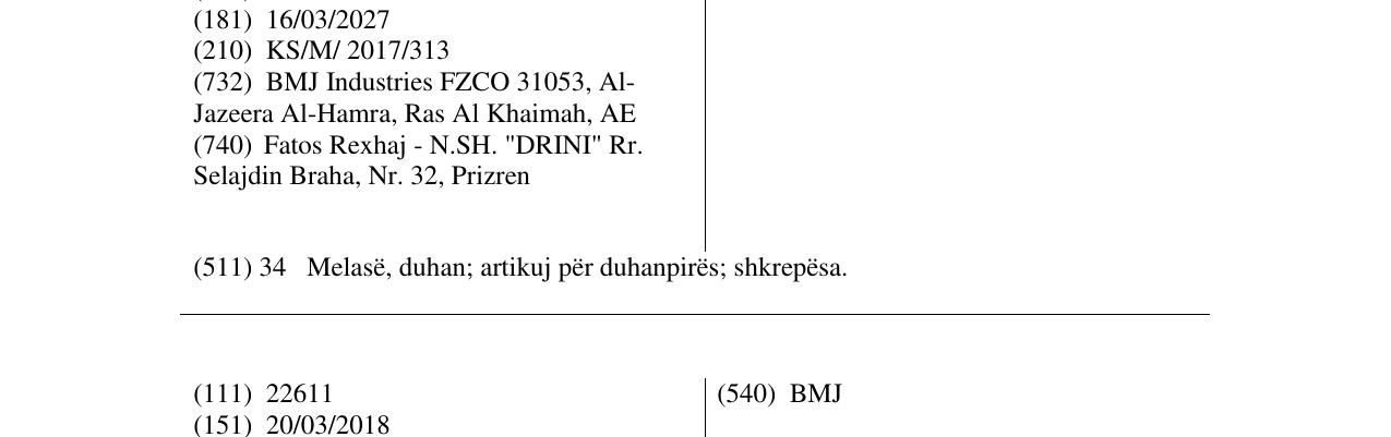 Zëri i markës OSCAR në buletin