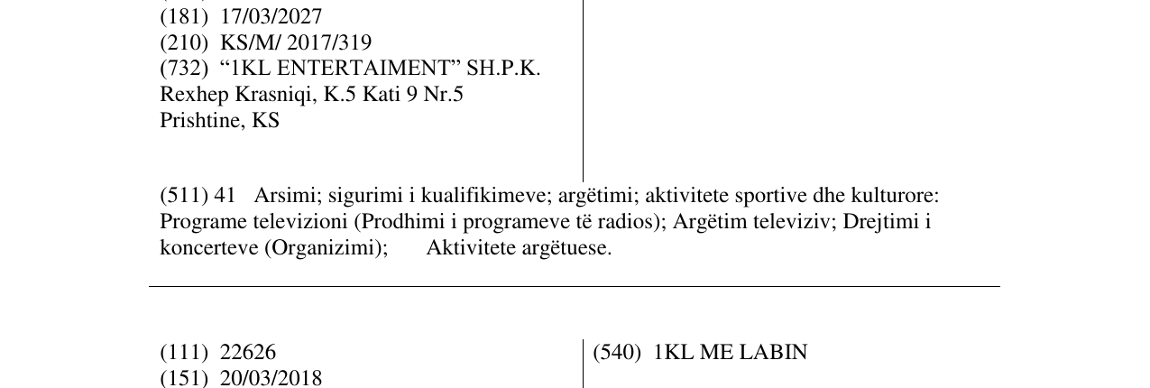 Zëri i markës OP LABI PARTY në buletin