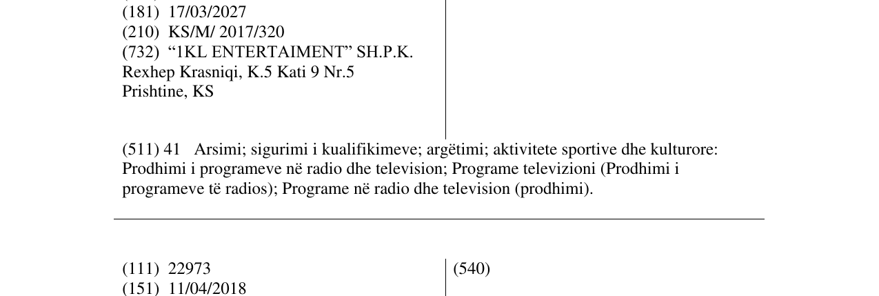 Zëri i markës 1KL ME LABIN në buletin