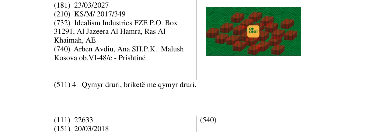 Co Coal markasının bültendeki kaydı