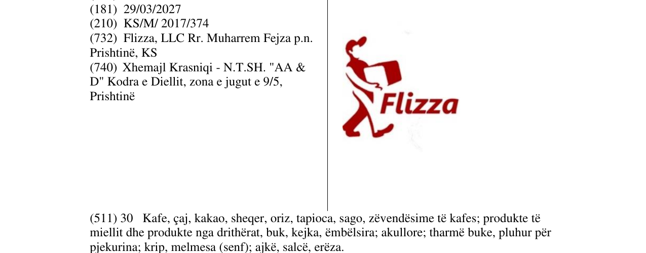 Zëri i markës Flizza në buletin
