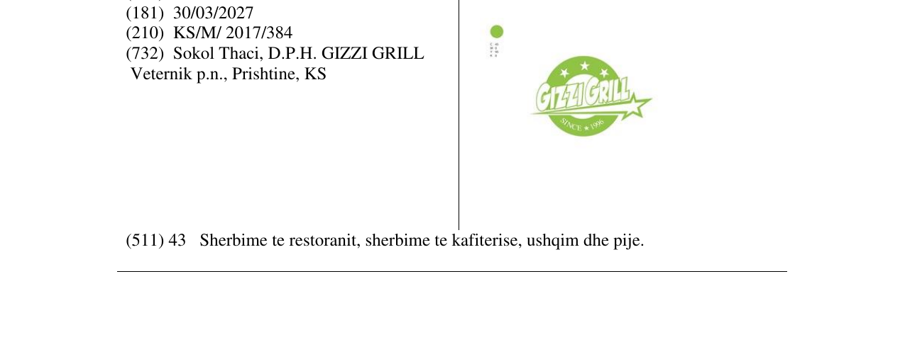 Zëri i markës GIZZIGRILL në buletin