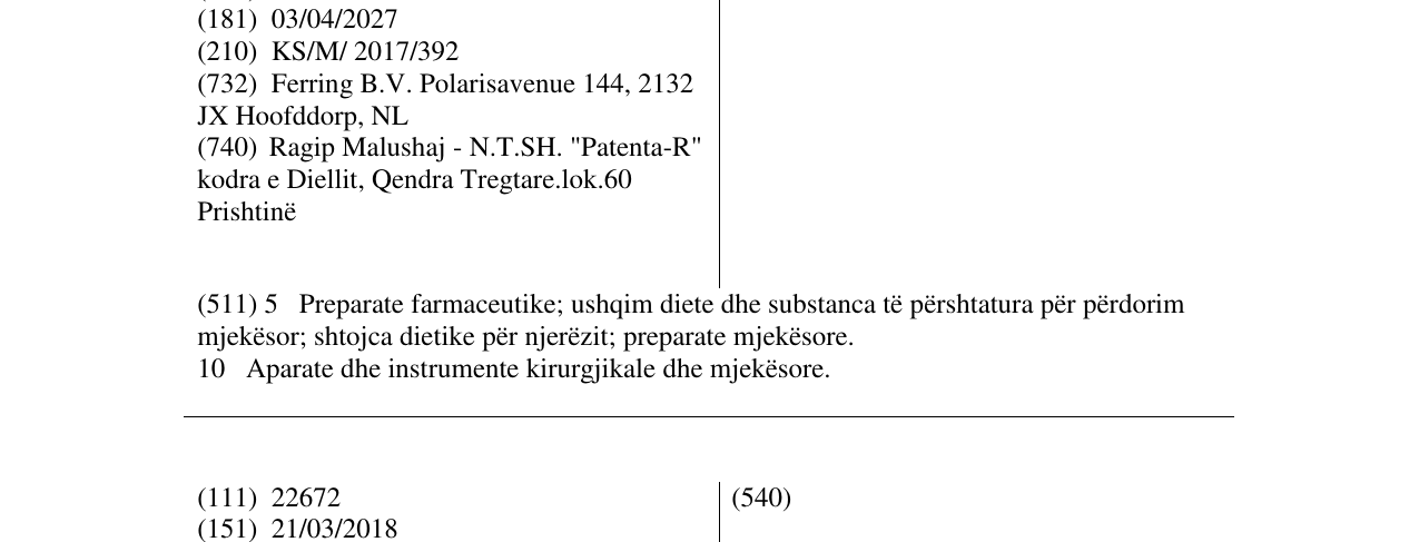 Zëri i markës FERRING në buletin