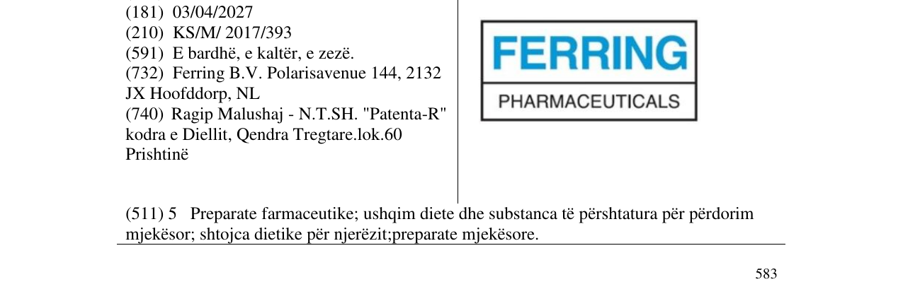 Zëri i markës FERRING PHARMACEUTICALS në buletin