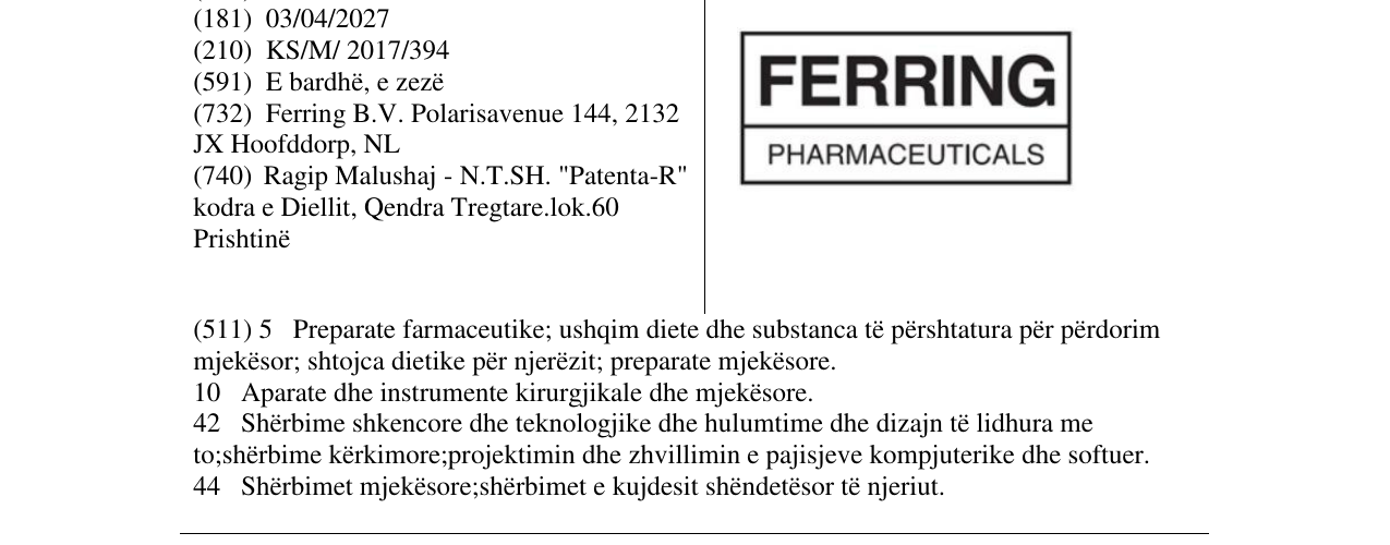 Zëri i markës FERRING PHARMACEUTICALS në buletin