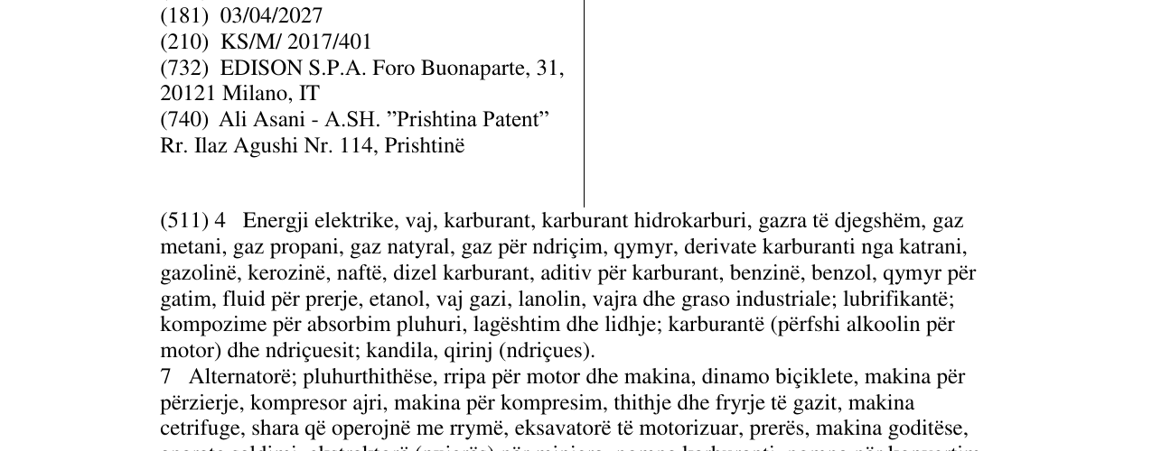 Zëri i markës EDISON në buletin
