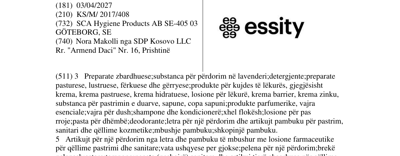 Zëri i markës essity në buletin