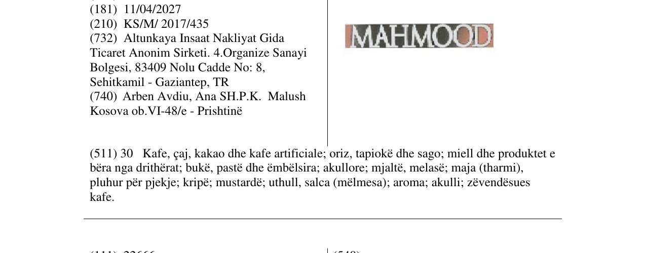 Zëri i markës MAHMOOD në buletin
