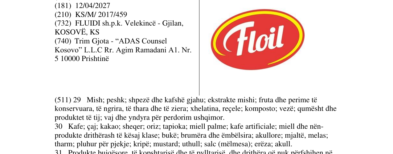Zëri i markës Floil në buletin