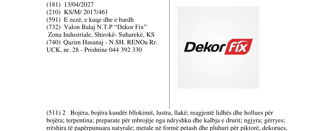 Zëri i markës Dekor FIX në buletin
