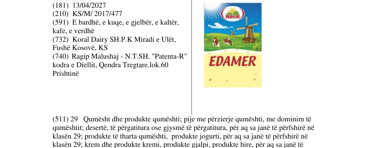 Zëri i markës EDAMER në buletin