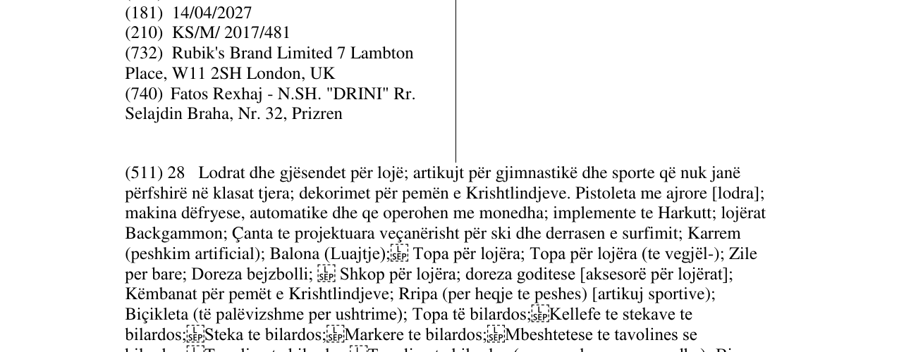 Zëri i markës RUBIK'S në buletin